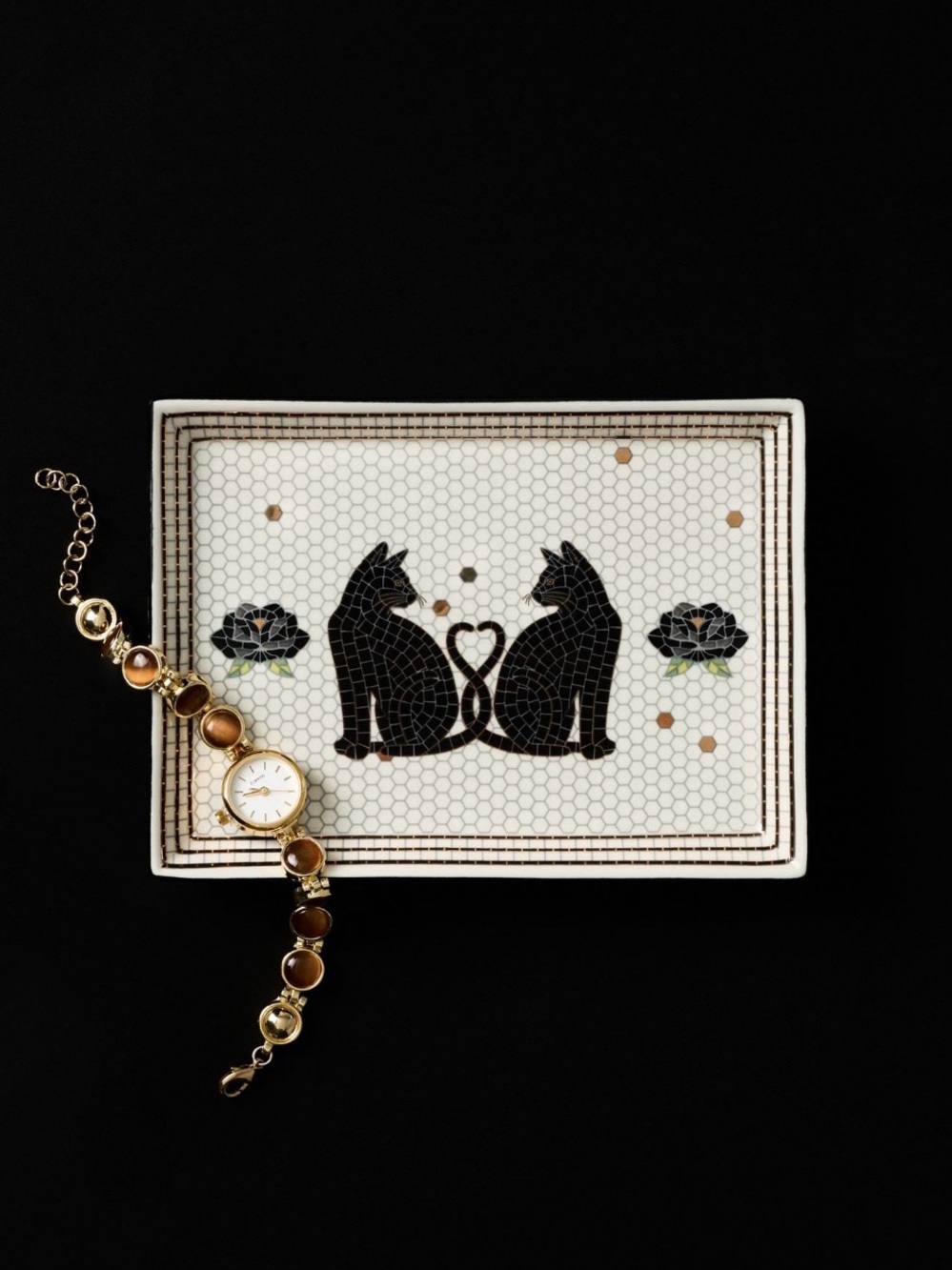 Black Cat Bistro Tile Vanity Tray from Anthropologie